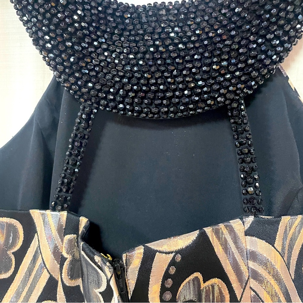Lilly Pulitzer Sydney Brocade Black Gold Metallic Beaded Cocktail Dress Sz 2 - Picture 8 of 10